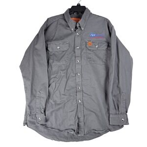 Wrangler Riggs FR Shirt Mens L Grey Flame Resistant Workwear Utility Gorpcore